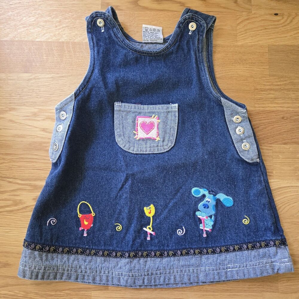 Vintage Y2K Denim Blue’s Clue’s Girls Overall Shorts Size 18 Months